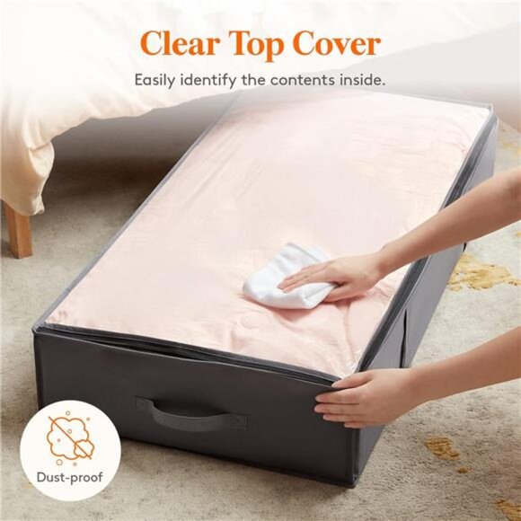 6-Pack Under Bed Storage Bags – 90L Large Capacity, Foldable Organizers with Cle - Picture 3 of 4